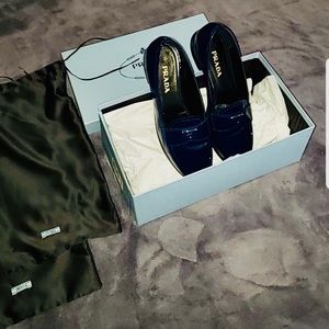 Prada Triangle Logo Loafer in Royal